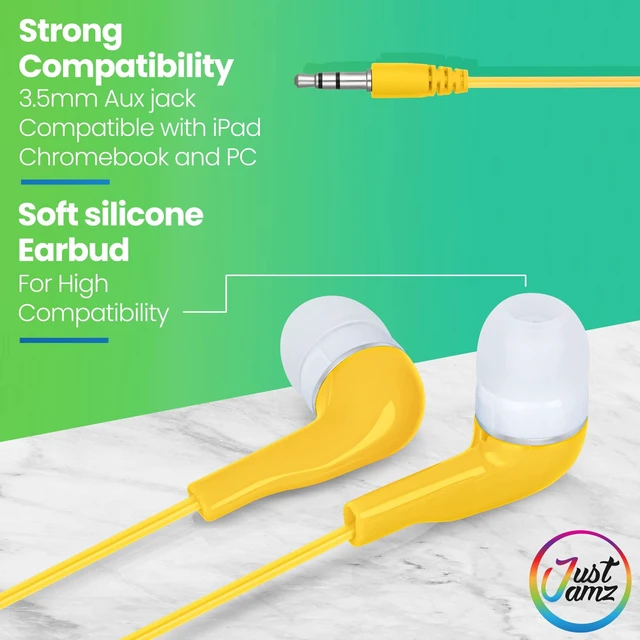 Alt view image 5 of 7 - Jelly Roll Bulk Earbuds for Classroom (100 Pack) Colorful Wired Student Earbuds with 3.5mm Jack Disposable Headphones Bulk Set for Schools, Testing, and District Procurement