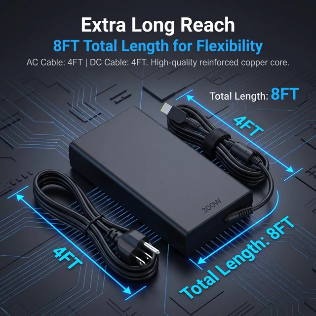 Alt view image 6 of 7 - New Slim 300W Laptop Charger Compatible with Lenovo Legion 7 7i 5i 5P Compatible with Lenovo Legion 5i Gen 11 Intel (15), Legion 7i Gen 10 Intel (16), for Lenovo Legion Charger ADL300SDC3A