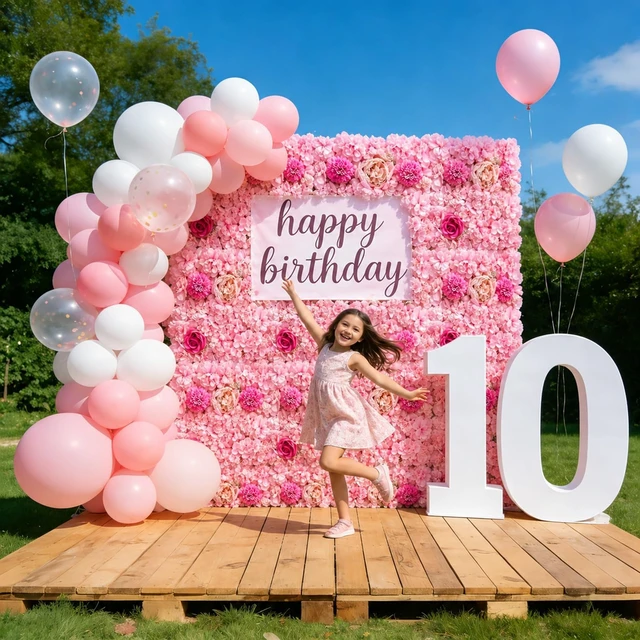 Alt view image 5 of 7 - 12-Pack Flower Wall Backdrop Rose Pink Backdrop 15×15 Inch Silk Artificial Flower Panels 3D Pink Flower Wall for Wedding Birthday Party Home Event Photography Background