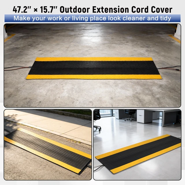Alt view image 4 of 7 - Rubber Cord Cover Mat 47.2in Cable Protector Mat Heavy Duty Grip Cord Hider to Avoid Cable Trips