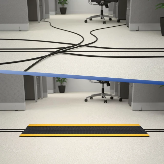 Alt view image 6 of 7 - Rubber Cord Cover Mat 47.2in Cable Protector Mat Heavy Duty Grip Cord Hider to Avoid Cable Trips