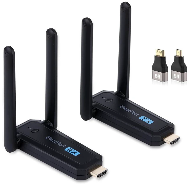 Main image of Wireless HD Transmitter Receiver, 164FT Long Range, 1080P 60Hz 4K Decode 1080P 60Hz Output 164FT/50M Range Dual Antennas Mirror & Extend Mode Micro/Mini HDMI Adapters Included