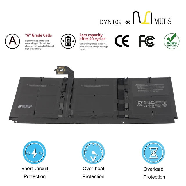 Alt view image 4 of 7 - DYNT02 G3HTA052H Tablet Battery for Microsoft Surface Laptop 3 Gen 13.5" Keyboard Base 1867 1868 Series G3HTA053H G3HTA057H G3HTA058H 7.58V 6041mAh 45.8Wh with Tools, Extended runtime