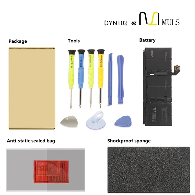 Alt view image 6 of 7 - DYNT02 G3HTA052H Tablet Battery for Microsoft Surface Laptop 3 Gen 13.5" Keyboard Base 1867 1868 Series G3HTA053H G3HTA057H G3HTA058H 7.58V 6041mAh 45.8Wh with Tools, Extended runtime