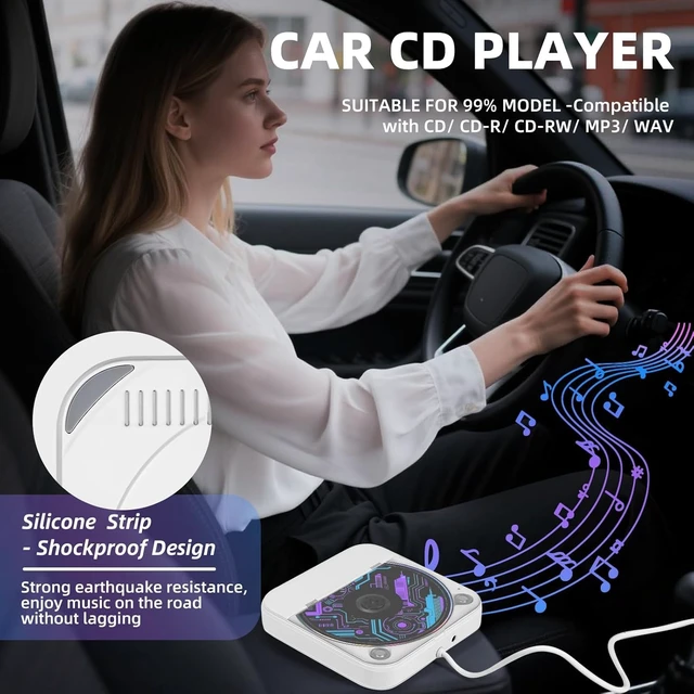 Alt view image 2 of 6 - Portable CD Player for Car, External CD Player with USB/AUX,Plug & Play Anti-Skip, Lightweight & Portable, Dustproof, for Laptop, TV & Computer, Supported CD/CD-MP3/CD-RW/CD-R/CD-WAV