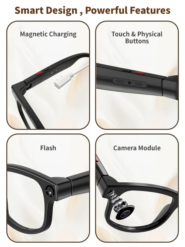 Alt view image 7 of 7 - AI Smart Glasses with Camera, 8MP HD Camera Sunglasses with 1080P Video Recording, AI Translation Support & Recognition, Bluetooth Sunglasses with Photochromic Lenses for Outdoor, Indoor