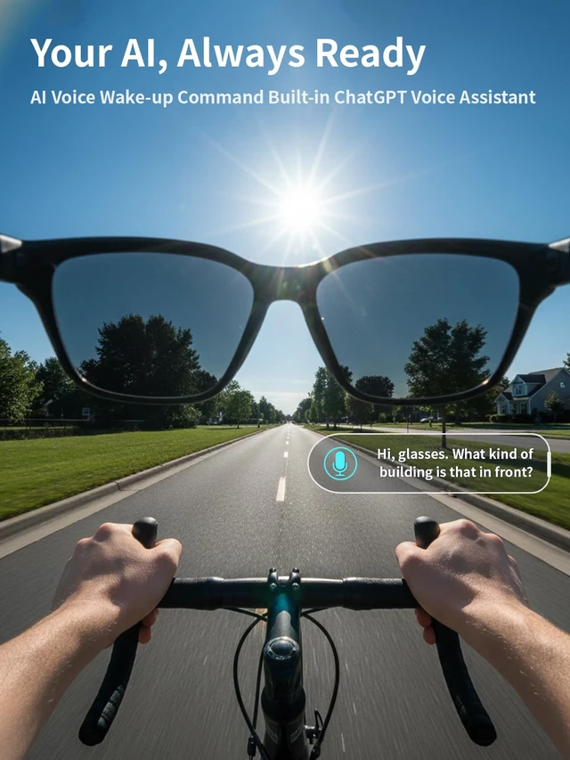 Alt view image 5 of 7 - AI Smart Glasses with Camera, 8MP HD Camera Sunglasses with 1080P Video Recording, AI Translation Support & Recognition, Bluetooth Sunglasses with Photochromic Lenses for Outdoor, Indoor