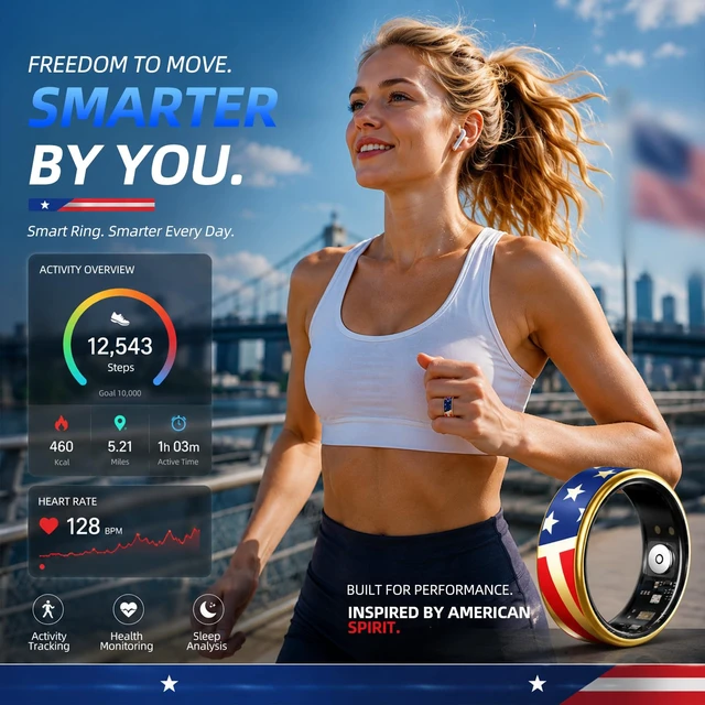 Alt view image 3 of 7 - Smart Ring for Women, Health Fitness Trackers Ring (Gold, 7) 5ATM & No Subscription Fee, Sleep, Heart Rate, Women's Health, Stress Monitoring, iOS & Android