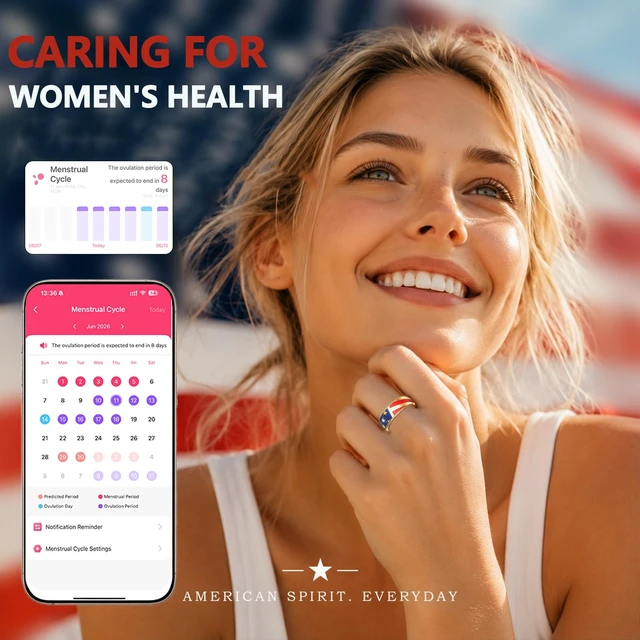 Alt view image 5 of 7 - Smart Ring for Women, Health Fitness Trackers Ring (Gold, 7) 5ATM & No Subscription Fee, Sleep, Heart Rate, Women's Health, Stress Monitoring, iOS & Android