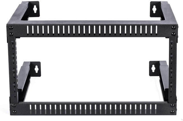 Alt view image 2 of 7 - 6U Adjustable Depth Wall Mount Open Frame Steel Network Equipment Rack 17.75 Inch Deep