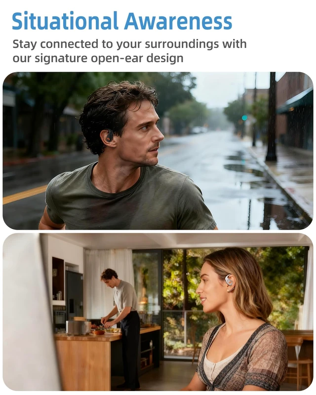 Alt view image 7 of 7 - Open-Ear Earbus,True Wireless Bluetooth Earphones with Microphone Ultra-Lightweight Headphones, Comfort Hook Design, Clear Calls,IPX5 Water Resistant,Fast Charging,V49