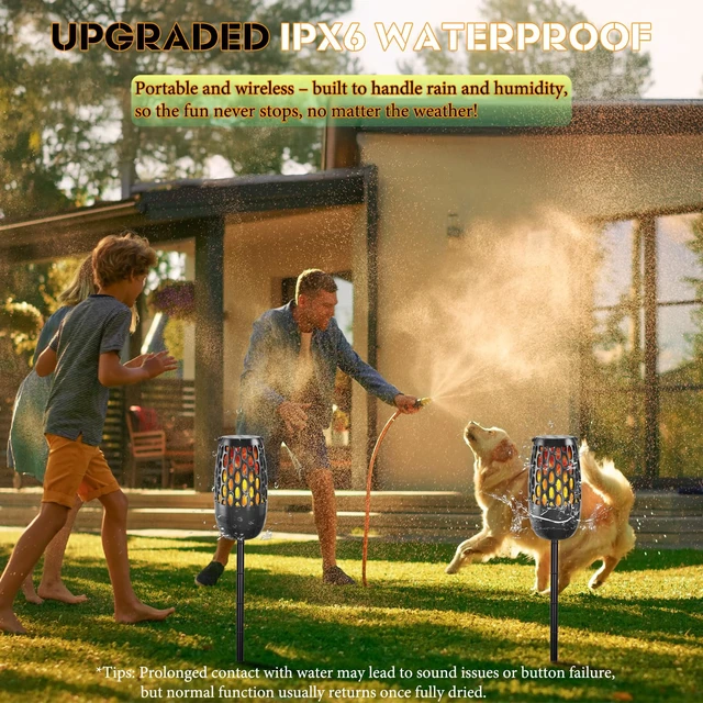 Alt view image 3 of 7 - Upgraded Outdoor Bluetooth Speakers Patio with LED Lights IPX6 Waterproof, Multi-Sync Up to 100 Speakers, Auto-Pairing, 3 Lighting Modes, Portable Patio & Garden Speaker, Ideal Gift for Men, Women
