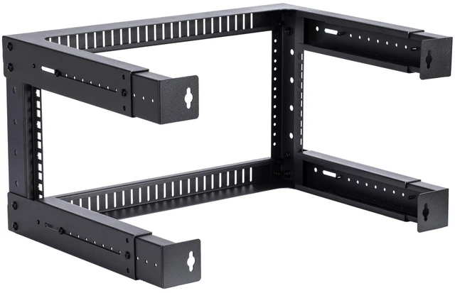 Alt view image 4 of 7 - 6U Adjustable Depth Wall Mount Open Frame Steel Network Equipment Rack 17.75 Inch Deep