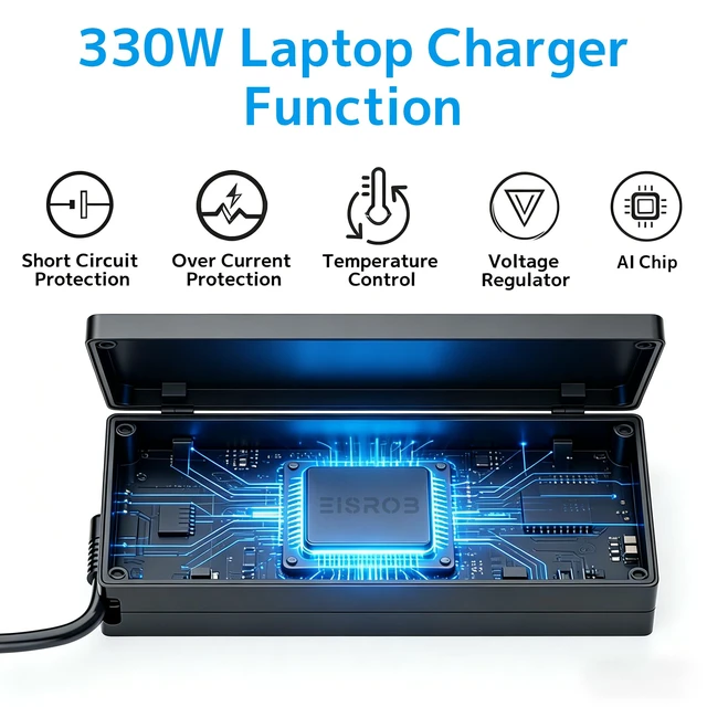Alt view image 3 of 7 - 330W 20V 16.5A GaN Slim Charger Fit for Lenovo Legion Pro Gaming Laptop Suitable for high-energy games & work, Overheat Protection, Legion 9 9i 7 7i 5i 5 Series, RTX 5080 5090 Power Adapter Cord