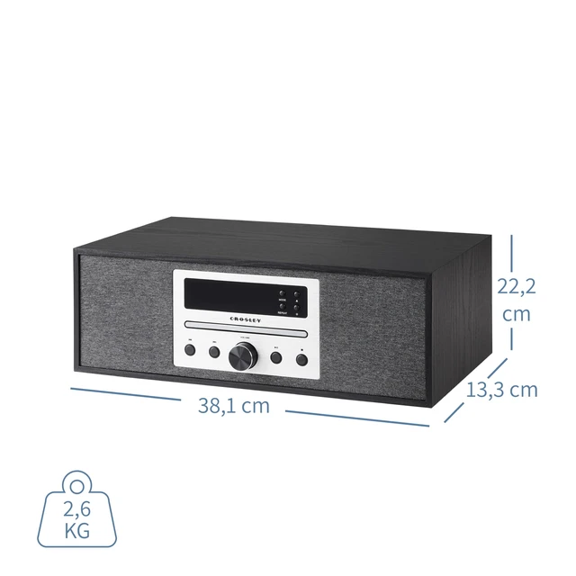 Alt view image 2 of 7 - CR3504A-BK Finn Radio CD Player, Black Bluetooth In, Internal Full-Range Stereo Speakers 40W Peak, FM Radio, Wire Antenna