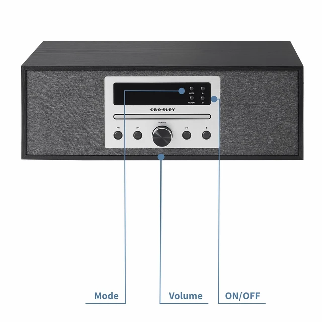 Alt view image 5 of 7 - CR3504A-BK Finn Radio CD Player, Black Bluetooth In, Internal Full-Range Stereo Speakers 40W Peak, FM Radio, Wire Antenna