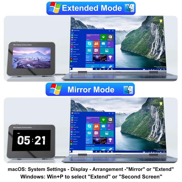 Alt view image 4 of 7 - Portable Monitor, 5" 1080P Portable Screen for Laptop, Laptop Monitor for MacBook Phone, Mini Monitor for, Portable Monitor for Digital Photo Frame, Desktop Clock, Second Screen, Home&Office