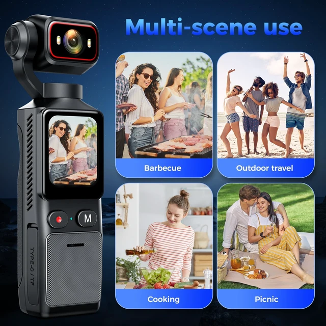 Alt view image 4 of 7 - 2K HD Pocket Vlogging POV Camera, 32GB,180° Rotatable Lens,WiFi Control,Timelapse,150° Wide Angle,for Outdoor Cycling Travel Vlog Selfies Sports Daily