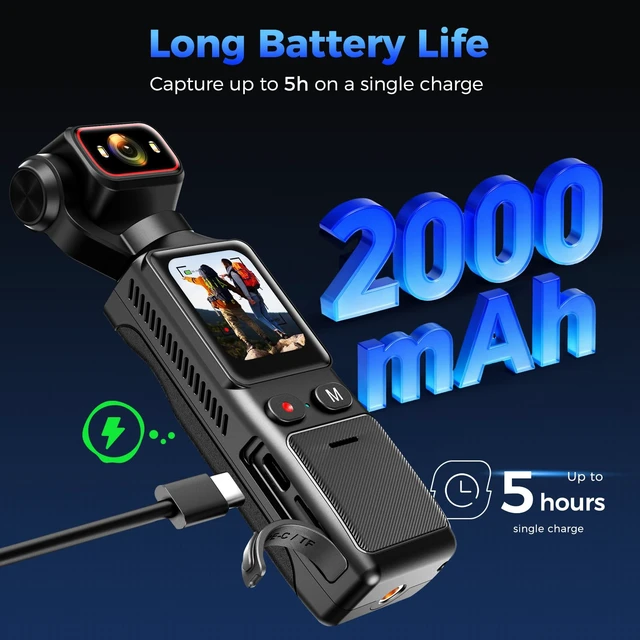 Alt view image 6 of 7 - 2K HD Pocket Vlogging POV Camera, 32GB,180° Rotatable Lens,WiFi Control,Timelapse,150° Wide Angle,for Outdoor Cycling Travel Vlog Selfies Sports Daily