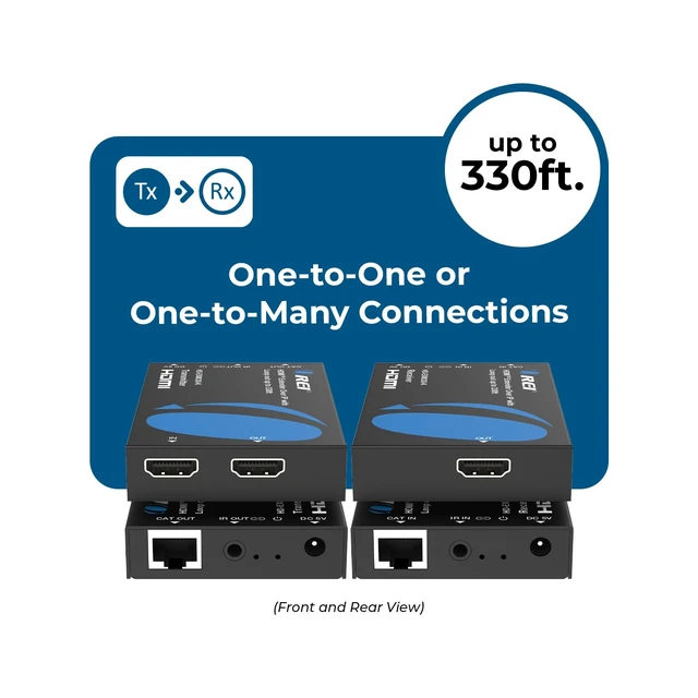Alt view image 2 of 7 - HDMI Over Ethernet Extender Over CAT6 330ft, Loop Out, Over IP, EZCast HDMI Over CAT6 HDMI 1.4, HDCP 1.4, 6.75Gbps, 1920x1200@60Hz, PCM 2.0, One-to-Many via 1G Switch, 1-Way IR, ESD Protection