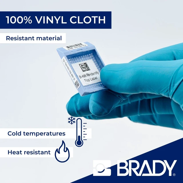 Alt view image 3 of 7 - Authentic (M4C-240-498) Repositionable Multi-Purpose Vinyl Cloth Labels 0.24" W x 16' L Black on White. for use with The BMP41, BMP51, and M511 Label Printers