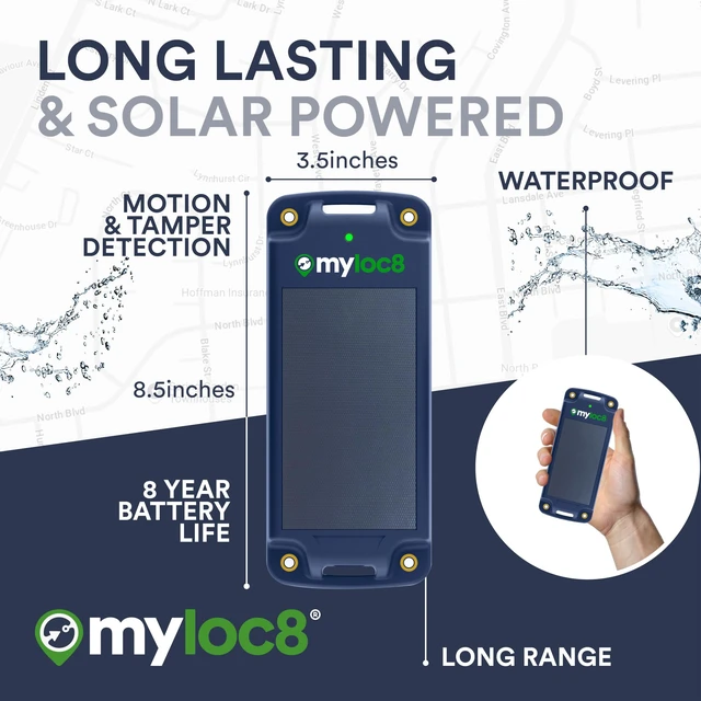 Alt view image 3 of 7 - GPS Tracker for Vehicles Solar Powered Asset Tracking Device with Real-Time Location, 8-Year Battery, Motion & Tamper Alerts, Rugged Waterproof IP69K, Indoor WiFi + Bluetooth Global SIM