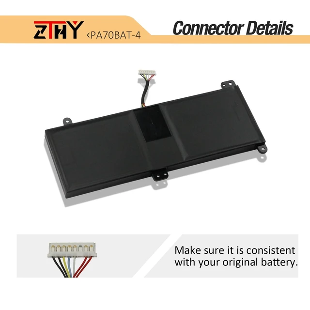 Alt view image 4 of 7 - 66Wh PA70BAT-4 Battery Replacement for Clevo PA70HS PA71HP6 PA71HS PA71ES PA70HS-G PA71HP6-G Schenker Technologies XMG Pro 17 WOOKING S17 Pro-8U Hasee KINGBOOK G97E Powerspec 1710 Sager NP8370 NP8375