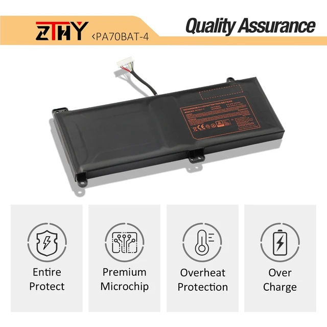 Alt view image 5 of 7 - 66Wh PA70BAT-4 Battery Replacement for Clevo PA70HS PA71HP6 PA71HS PA71ES PA70HS-G PA71HP6-G Schenker Technologies XMG Pro 17 WOOKING S17 Pro-8U Hasee KINGBOOK G97E Powerspec 1710 Sager NP8370 NP8375