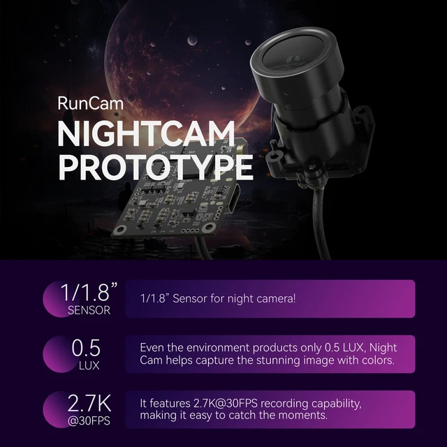 Alt view image 2 of 7 - Night Action Camera Prototype with 2.7K30FPS DC 5V Power for FPV and Other Occasions