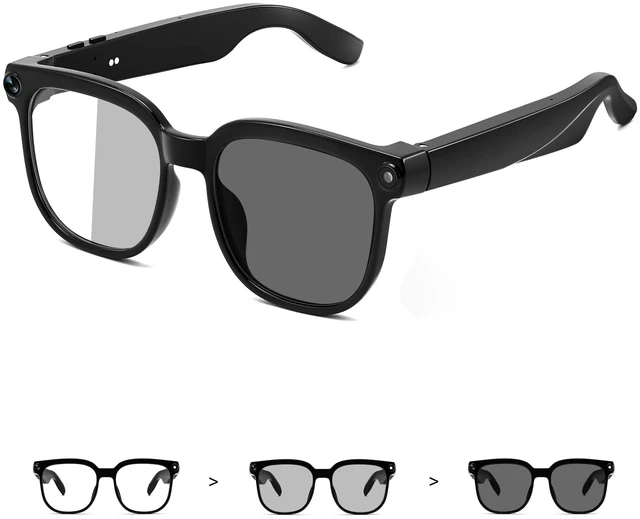 Main image of AI Smart Glasses with Camera, Real-Time Translation&Recording, AI Assistant, Open-Ear Bluetooth Audio, Photo Capture, Smart Eyewear for Travel Business & Daily Use B1736 (Photochromic Lenses)
