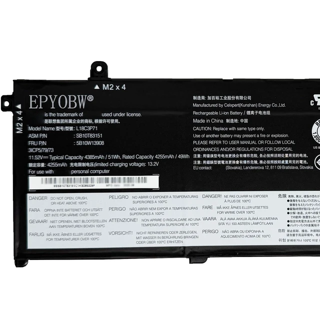 Alt view image 3 of 6 - L18C3P71 Laptop Battery 51Wh Compatible with Lenovo ThinkPad T490 T495 P43S / P14s T14 Gen 1 / P14s T14 Gen 2 Series L18M4P73 L18L3P73 L18M4P74 L18C3P72 L18M3P73 SB10K97648 SB10W51928