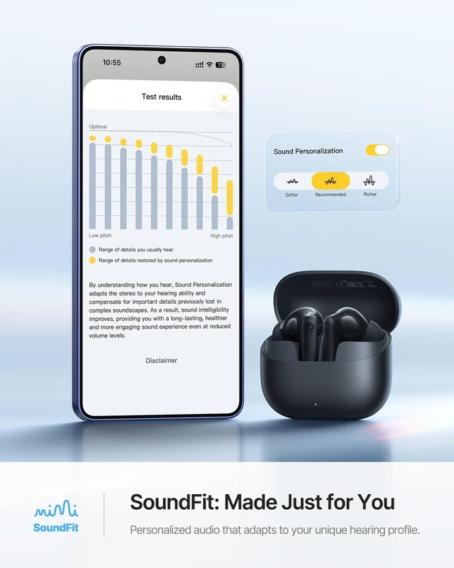 Alt view image 7 of 7 - Bass BP1 Ultra Noise Cancelling Wireless Earbuds, Black -55 dB Real-Time Adaptive Noise Cancelling, LDAC Hi-Res Sound, Fast Pair, 6-Mic AI Clear Calls, 65H Playtime, BT 6.0