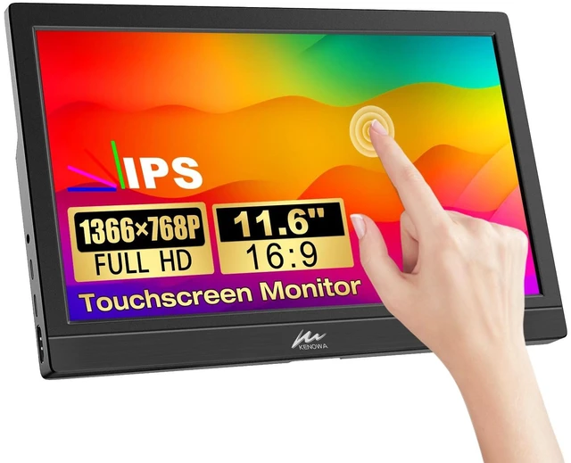 Main image of 11.6" Touchscreen Portable Monitor LED External Display USB C HDMI HD 1366x768P Small HDMI Monitor with Speakers and Stand, Travel Monitor for Laptop Phone PC Raspberry Pi 5/4, VESA
