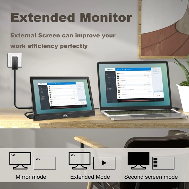 Alt view image 4 of 7 - 11.6" Touchscreen Portable Monitor LED External Display USB C HDMI HD 1366x768P Small HDMI Monitor with Speakers and Stand, Travel Monitor for Laptop Phone PC Raspberry Pi 5/4, VESA