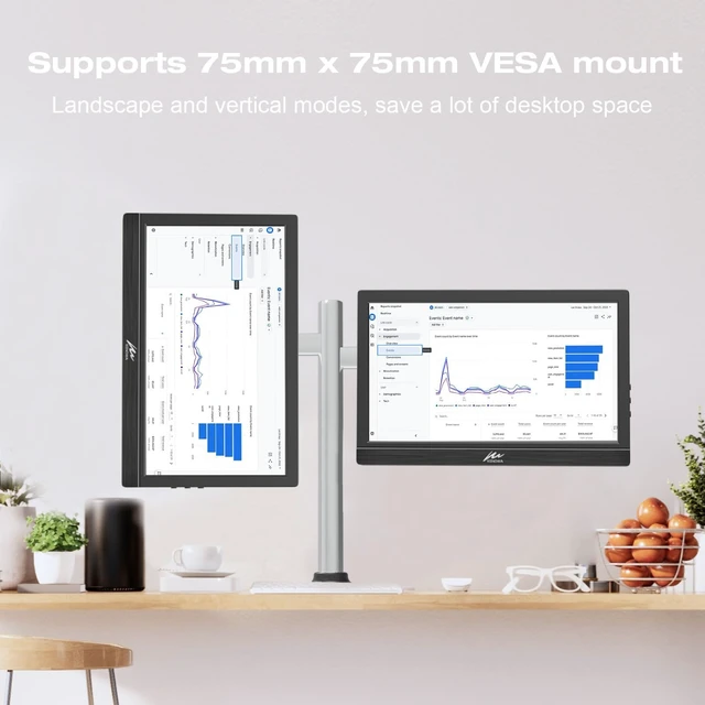 Alt view image 7 of 7 - 11.6" Touchscreen Portable Monitor LED External Display USB C HDMI HD 1366x768P Small HDMI Monitor with Speakers and Stand, Travel Monitor for Laptop Phone PC Raspberry Pi 5/4, VESA