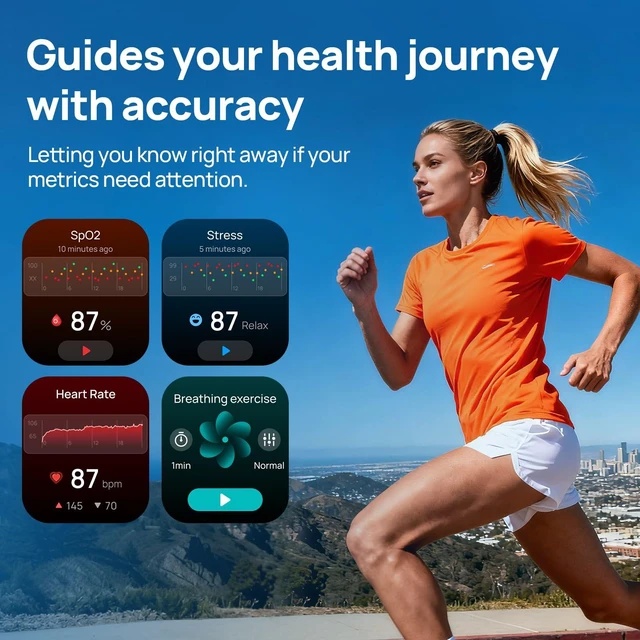 Alt view image 6 of 7 - Fit Smart Watch for Men/Women with GPS and AI Voice Assistant, Silver Lightweight, 1.75" AMOLED, 8-Day Battery, Bluetooth Call, Heart Rate and Sleep Fitness Tracker, Suitable for Android & iPhone