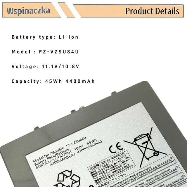Alt view image 3 of 6 - FZ-VZSU84U Battery New Compatable with Panasonic Toughpad FZ-G1 Series FZ-VZSU84R FZ-VZSU84UR FZ-VZSU84A2U FZ-VZSU84A2K FZ-VZSU84A2R FZ-VZSU84AK FZ-VZSU84AR FZ-VZSU84AU FZ-VZSU84K FZ-VZSU89U