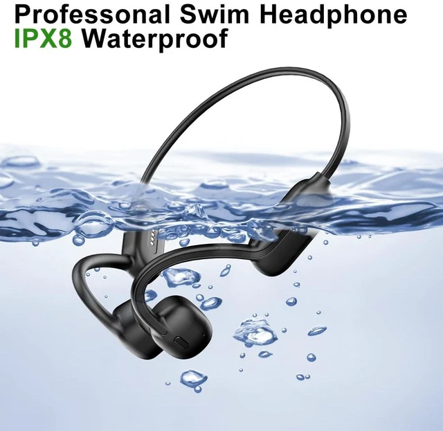 Alt view image 7 of 7 - Swimming Headphones Bone Conduction Open Ear Headset MP3 Player Built-in 32G Memory IP68 Underwater Stereo Bluetooth Earphone LED Screen for Driving Bicycling Running Skiing-CS05 Orange