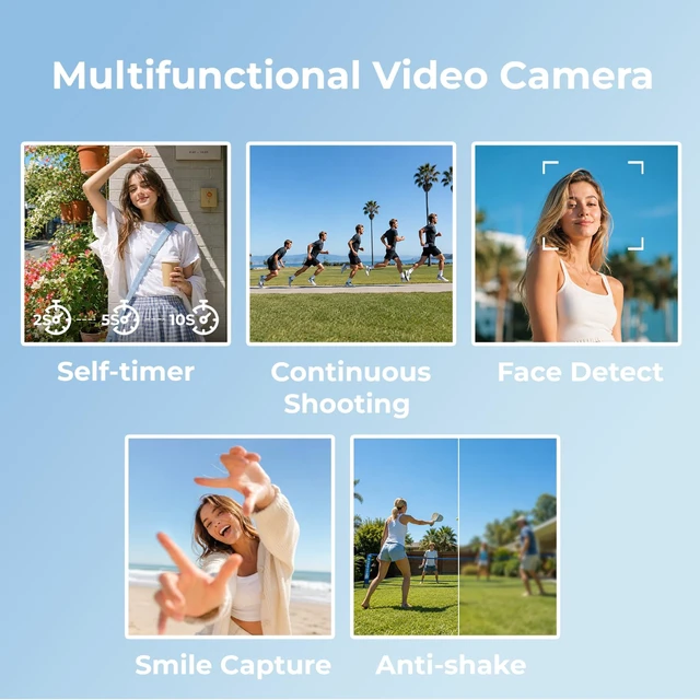 Alt view image 6 of 7 - Camcorder Video Camera 2.7K 48MP, Vlogging Camera for YouTube Beginners LED Fill Light, 18X Digital Zoom, 3.0" 270° Flip Screen, Webcam Mode, Anti-Shake, 32GB SD Card, Lightweight, Teen Gifts