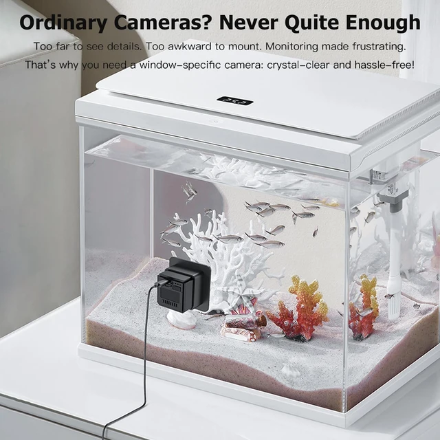 Alt view image 5 of 7 - Aquarium Camera, 2K HD for Fish, Lizard, Reptiles Terrarium, 140° Wide-Angle with Anti-Glare, Night Vision, WiFi Pet Camera with AI Motion Detection, 2-Way Audio, 24/7 Cloud/SD Recording S20M1 (Black)