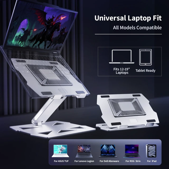 Alt view image 5 of 7 - Peltier Laptop Cooler Stand - Thermoelectric Cooling Pad for 12-19" Laptops, Detachable Design with Height/Angle Adjustment, Ultra-Quiet Cooling for Gaming&Office