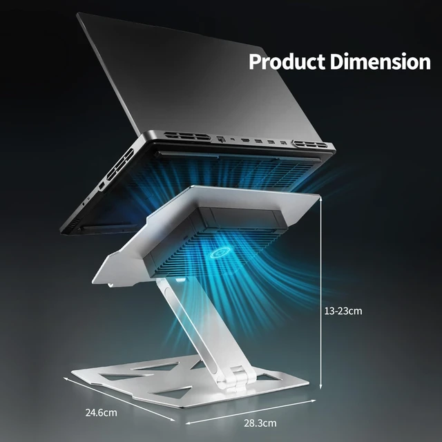Alt view image 7 of 7 - Peltier Laptop Cooler Stand - Thermoelectric Cooling Pad for 12-19" Laptops, Detachable Design with Height/Angle Adjustment, Ultra-Quiet Cooling for Gaming&Office