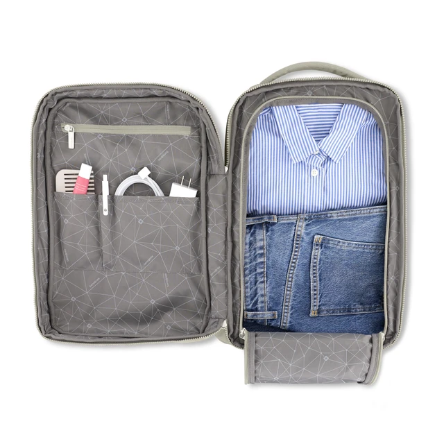 Alt view image 4 of 7 - Better Than Basic Travel Backpack - Lightweight Carry On Backpack Sized To Fit Under Most Airline Seats - Limestone Gray