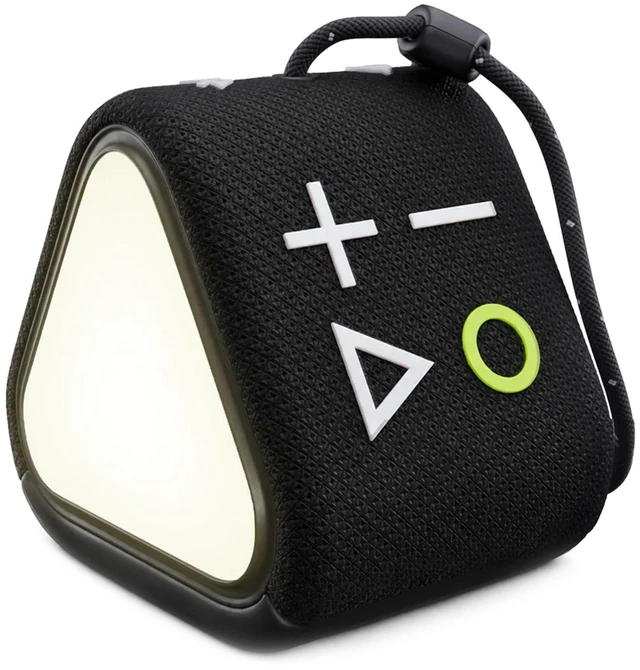 Main image of GLO Compact Waterproof & Dustproof Portable Bluetooth Speaker, Black Features Ambient LED Lights & Hanging Strap, Stereo Pairing, Up to 18 Hours Playtime, Perfect for Travel, Bike & Beach