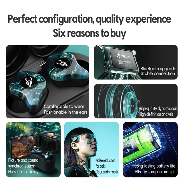 Alt view image 2 of 7 - Sabbat E12 Ultra Hi-Res Audio Wireless Earbuds, Qualcomm QCC3071 Chip, Bluetooth 5.3 aptX Technology, CVC Noise Cancelling Microphone, 10mm Dynamic Driver, Long Battery Life(Dream Stone)