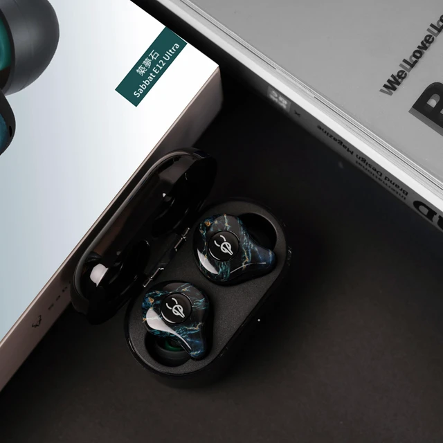 Alt view image 7 of 7 - Sabbat E12 Ultra Hi-Res Audio Wireless Earbuds, Qualcomm QCC3071 Chip, Bluetooth 5.3 aptX Technology, CVC Noise Cancelling Microphone, 10mm Dynamic Driver, Long Battery Life(Dream Stone)