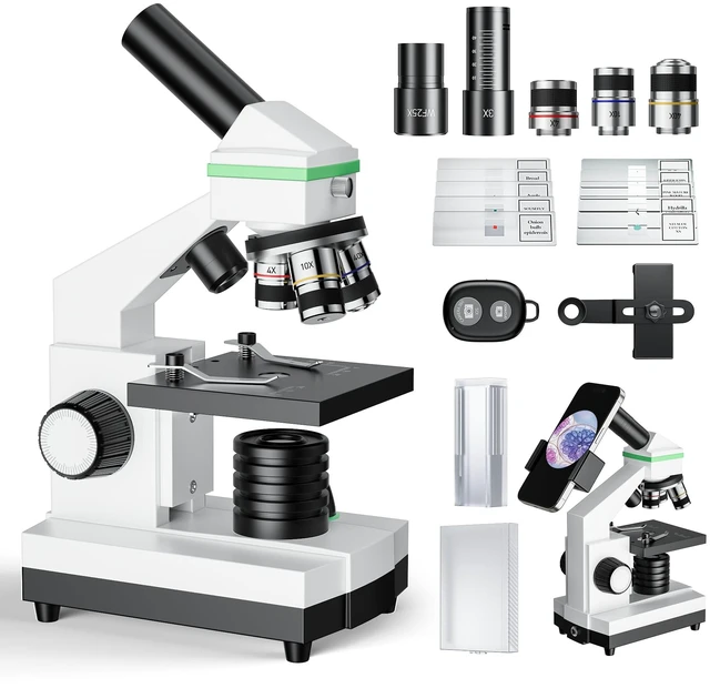 Main image of Microscope for Adults Professional, Compound Microscope for Kids 8-12, 100X-3000X High-Power Biological Microscope for Students, School Lab & Home Education, with Slides Set