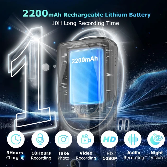 Alt view image 3 of 7 - Body Camera with Audio and Video Recording, 128GB Mini Body Cam with 180° Rotating Lens, 10HR Battery & Night Vision, HD 1080P Wearable Bodycam for Law Enforcement, Hiking and Outdoor Sports