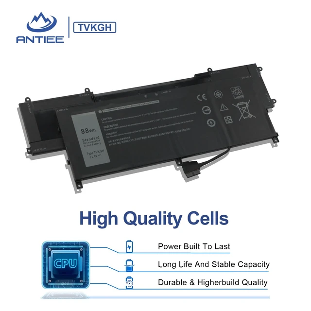 Alt view image 4 of 7 - TVKGH 88Wh Laptop Battery for Dell Latitude 9510 / Latitude 9520 2-in-1 Replacement for N7HT0 V5K68 HYMNG N2NLL 08NFC7 N2NLL N7HTO 089GNG 0PKW00 0HYMNG, 11.4V 7334mAh 6-Cells