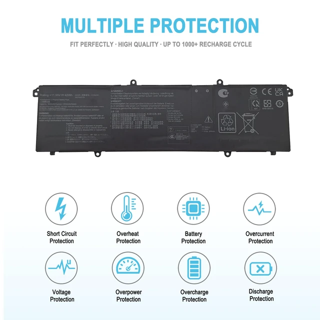 Alt view image 3 of 5 - 42Wh C31N2201 Laptop Battery Replacement for Asus Vivobook E1504 F1504 F1605 K3504 K3604 M1405 M1605 M3504 M3604 P1600 R1504 R1600 R1605 S1504 TN3604 TP3604 X1403 X1504 X1605 Series 11.55V 3550mAh
